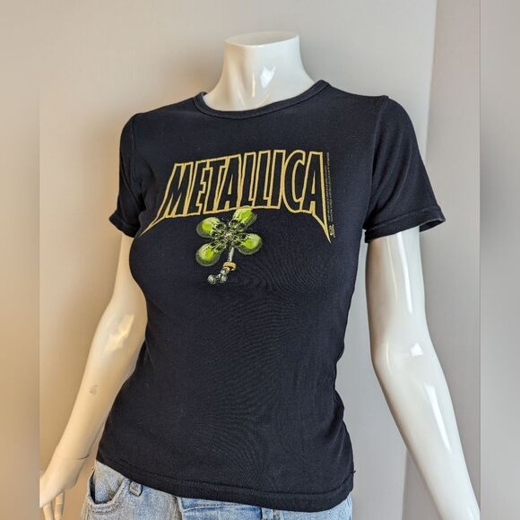 Vintage Metallica No Leaf Clover Baby Tee M Artimonde 2003 Rare Women’s Band Shi - Picture 2 of 9